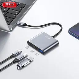 USB-Хаб XO HUB011 3 in 1 TYPE-C Multifunctional Docking Station Матова - мініатюра 5