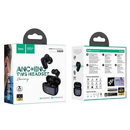 Навушники бездротові Hoco EQ20 Rhyme true wireless ANC+ENC noise Червоний BT headset чорний - мініатюра 2