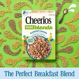 Сухий сніданок Cheerios Veggie Blends Family Size зі смаком чорниці та банана 510г (BBD 06.09.2025) - мініатюра 5