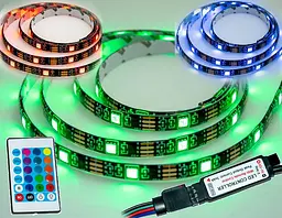 Світлодіодна LED стрічки з пультом чорна на 2м RGB - мініатюра 2