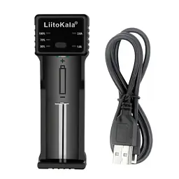 Зарядний пристрій для акумуляторів Liitokala 1 Slot, LED disp, USB, Li-ion/3.7V/3.8V, Li-Fe/3.2V, Ni-MH/1.2V (Lii-100C)