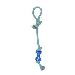 Іграшка для собак Misoko&Co Довга мотузка з кісточкою blue 48 cm