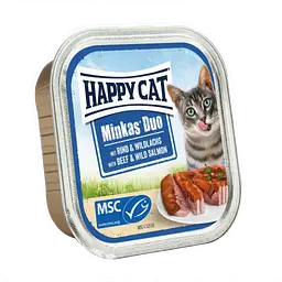 Вологий корм Happy Cat  Minkas Duo Rind + Lachs для котів паштет в соусі з яловичиною та лососем 100 г