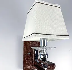 Бра з класичним тканинним абажуром та екошкірою Line F S 1449/1 BR - мініатюра 4
