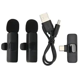 Мікрофон K9 Type-C бездротовий петличний 2 шт. Black (17967) - мініатюра 3