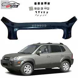 Дефлектор капота мухобойка для Hyundai Tucson (JM) 2004-2010 Євро Кріплення (Vip Tuning)