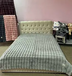 Покривало "Кролик" сірий м’яке велюрове покривало 2,20 × 2,40 м для ліжка