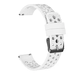 Браслет double для Samsung Gear Sport - білий ширина кріплення 20мм силікон Watchbands (W38-7WB99340875) - мініатюра 2