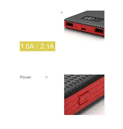 Портативний зовнішній акумулятор Pineng PN-963 10000 mAh Power Bank Чорний - мініатюра 3