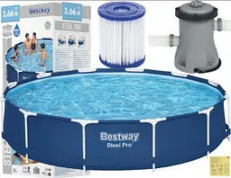 Каркасний басейн Bestway STEEL PRO 366х76 великий з фільтром та насосом 56679 - мініатюра 2