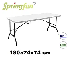 Стіл складний SpringFun 180x74x74 пластик білий - zk-180B колір Білий