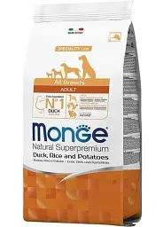 Сухий корм для дорослих собак усіх порід Monge Dog All breeds Adult Duck&Rice зі смаком качки та рису 2.5 кг