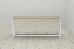 Банкетка із ящиком Ferrum-decor Дрейк 1 550x1000x400 метал Білий ДСП Сонома 16 мм (FRD-103055) - мініатюра 2