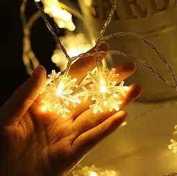 Світлодіодна гірлянда Сніжинки 20 led 3 м біло-жовта - мініатюра 2