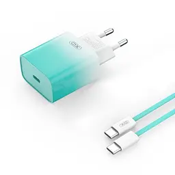 Мережевий зарядний пристрій XO CE18 (EU) PD30W USB-C fast charging charger with Type-C cable Синій - мініатюра 6