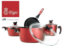 Набір посуду Casa Royal T-UKR 20300 "Bio Titanium" Red 7 предметів