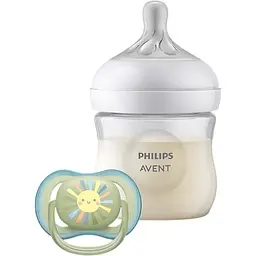 Набір для новонароджених Philips Avent  Natural Природний Потік Пляшечка 125 мл + Пустушка Ultra Air 0-6 міс.
(SCD837/10)
