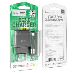 МЗП Hoco C72Q Glorious QC3.0 18W (1USB-A) + кабель USB to MicroUSB Білий - мініатюра 6