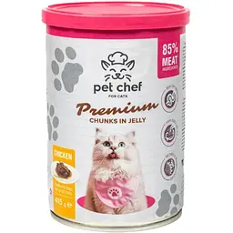 Вологий корм для дорослих котів Pet Chef Шматочки в желе з куркою 415 г