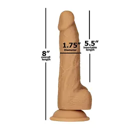Фалоімітатор Addiction Dual Density Silicone Dildo Caramel 8″, присоска, діаметр 4,3 см, вібропуля - мініатюра 4