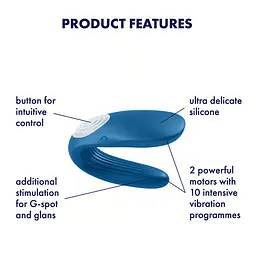 Вібратор для пар Satisfyer Double Whale синій - мініатюра 3