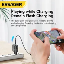 Мережевий зарядний пристрій Essager Pinchen 33W USB A + TYPE C Чорний (ECTAC-PCB01-P) - мініатюра 6