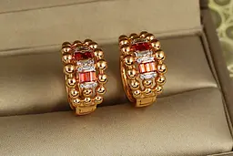 Сережки Xuping Jewelry казино з червоними каменями 1,7 см золотисті
