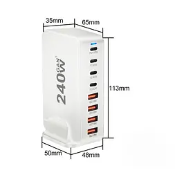 Зарядний пристрій YMS-858 240W для GAN3 (1Type-C100W+3Type-C30W/4USBQC3.018W) Білий - мініатюра 4