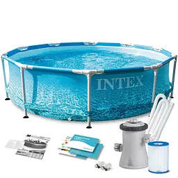 Круглий басейн каркасний Intex з насосом фільтром 305 x 76 см - мініатюра 2