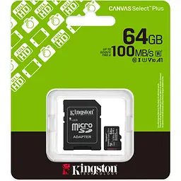 Карта пам'яті Kingston microSDXC Canvas Select Plus 64GB Class 10 UHS-I U1 V10 A1 + SD адаптер (SDCS3/64GB) [145140] - мініатюра 3