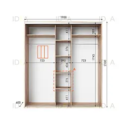 Шафа-купе Idea серія 6 190 x 60 x 210 см Дуб сонома - мініатюра 2