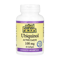 Антиоксидант Natural Factors Убіхінол, активний CoQ10, 100 мг, Ubiquinol, Active CoQ10, 30 гелевих ка (NFS-20727)