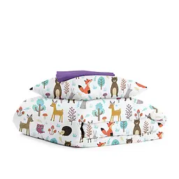Дитяча постільна білизна в ліжечко COLORFUL ANIMALS CS3, бежевий (AnimalsMushrooms_PlumLight_140)