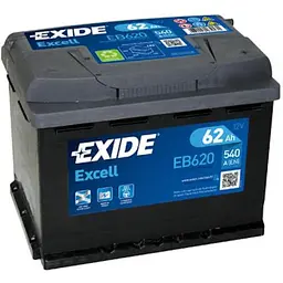 Акумулятор автомобільний EXIDE EXCELL 62A (EB620) - мініатюра 2