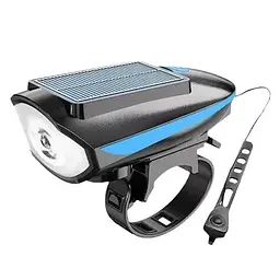 Велофара із сонячною панеллю та сигналом Bike Light 7599 Solar акумуляторний велоліхтар Li-Ion panel IPX4 USB-C - мініатюра 2