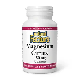 Магній 150 мг Natural Factors (Citrate) - 90 капсул, для м’язів і нервової системи