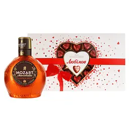 Набір: Лікер Mozart Chocolate Cream Pumpkin Spice 17% 0.5 л + Цукерки Любимов асорті шоколадних сердець 225 г