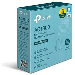 Мережевий адаптер USB TP-Link Archer T3U Nano, Black, 5GHz / 2.4GHz, AC1300 (867 / 400 Мбит/с), USB 2.0, мініатюрний розмір, MU-MIMO - мініатюра 3