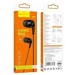 Навушники Hoco M97 Enjoy With Microphone провідна вакуумна гарнітура чорна 6931474771780 - мініатюра 3