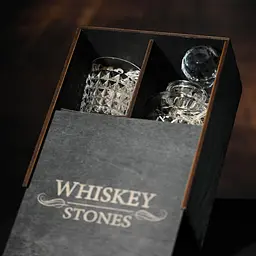 Подарунковий набір віскі Whiskey Stones №12 у дерев'яному пеналі - графин + склянки Bohemia Diamond - мініатюра 5