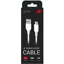 Кабель 2E USB-A - USB-C Glow 1m White - мініатюра 2