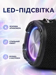 Портативна Bluetooth колонка 20 Вт з басом і LED-підсвіткою 25×10,8×10,7 см чорна (49676165) - мініатюра 2