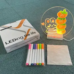 Круглий світильник-нічник WordPad AND 5502 15 см від USB • LED-дошка для нотаток AND 5502 з маркером для дому, офісу та декору - мініатюра 5