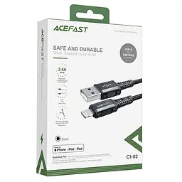 Дата кабель Acefast C1-02 USB to Lightning 2.4A 1.2 м Black - мініатюра 4