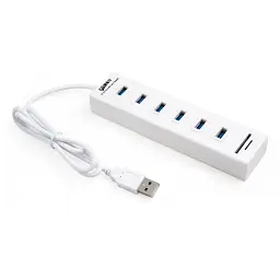 Концентратор Vinga 6xUSB2.0 + card-reader with switch 0.8m (VCP2H6USBCRSWWH) - мініатюра 2