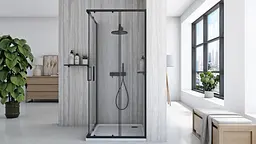 Душова кабіна Rea City 90x90 black REA-K6446, Чорний матовий, Універсальна, прозрачний, Чорний матовий - мініатюра 4