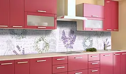 Вініловий кухонний фартух Прованс Лаванда наклейка для кухні ПВХ Абстракція Фіолетовий Happy Pocket Z181510 - мініатюра 2