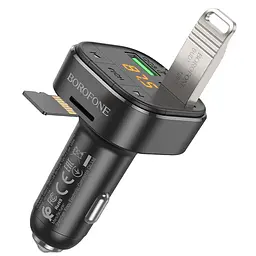 АЗП FM модулятор Borofone BC43 Flash 18W+QC3.0 (2USB-A) Black - мініатюра 4
