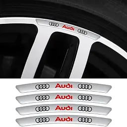 Емблема обода колеса Audi 4 шт Алюміній наклейка на диски на скотчі Сірі - мініатюра 2