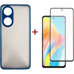 Чохол до мобільного телефона Dengos Kit for OPPO A98 5G case + glass (Blue)